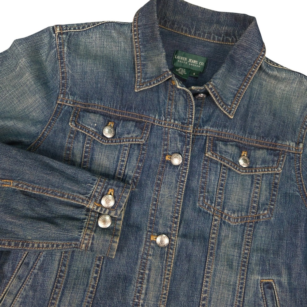 Lauren Ralph Lauren Denim‎ Jacket Womens Small Blue Cotton Trucker Jean Coat